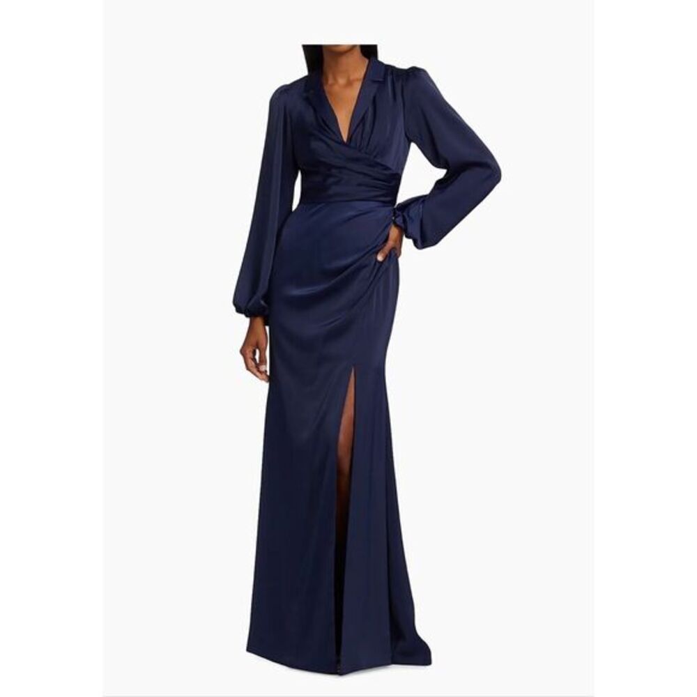 THEIA Kali Wrapped Satin Gown Size 2 $795